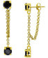 Фото #1 товара Black Cubic Zirconia Chain Front & Back Drop Earrings in 18k Gold-Plated Sterling Silver, Created for Macy's