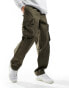 Фото #4 товара ASOS DESIGN baggy cargo trousers in ripstop with elasticated waist in Khaki