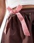 Glamorous a line skirt in brown with pink velvet bow ties