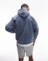 Topman vintage wash relaxed hoodie in blue