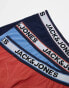 Jack &Jones 3 pack trunks with contrast waistband in blue