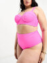 Фото #2 товара ASOS DESIGN Curve mix and match high waist bikini bottom in bright pink