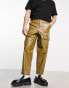 Sister Jane PU smart cargo trousers in khaki