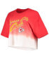 ფოტო #3 პროდუქტის Women's Threads Patrick Mahomes Red, White Kansas City Chiefs Drip-Dye Player Name and Number Tri-Blend Crop T-shirt