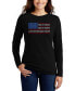 ფოტო #1 პროდუქტის Women's Land of the Free American Flag Word Art Long Sleeve T-shirt
