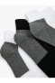3'lü Patik Çorap Seti Renk Bloklu Bilek Detaylı