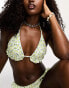 Фото #1 товара Reclaimed Vintage triangle bikini top with ruffles in yellow ditsy floral