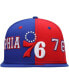 Фото #3 товара Men's Royal, Red Philadelphia 76ers Team Split 9FIFTY Snapback Hat