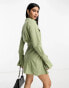 Фото #2 товара ASOS DESIGN utility mini shirt dress with nipped in waist and pocket detail in khaki