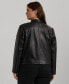 ფოტო #2 პროდუქტის Plus Size Leather Moto Jacket