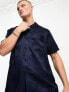 ASOS DESIGN boxy oversized shirt in navy sandwashed satin
