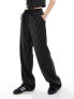 Reclaimed Vintage wide leg pull on pinstripe trouser with satin waistband detail