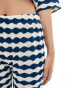 Фото #3 товара ASOS DESIGN textured wide leg trouser co-ord in stripe in navy