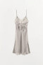 EMBROIDERED SATIN CAMISOLE DRESS