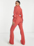 Фото #2 товара ASOS DESIGN long sleeve twill boilersuit with collar in rust