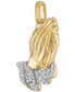 Фото #2 товара Esquire Men's Jewelry cubic Zirconia Two-Tone Praying Hands Pendant in Sterling Silver & 14k Gold-Plate, Created for Macy's