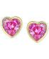 ფოტო #3 პროდუქტის Pink Cubic Zirconia Heart Stud Earrings in 18K Gold-Plated Sterling Silver, Created for Macy's