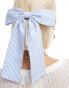 DesignB London stripe hair bow in blue and white