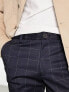 Jack & Jones Intelligence slim fit jersey smart trouser in navy window pane check