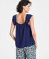 Фото #2 товара Women's Printed Ruffle-Strap Swingy Tank, Created for Macy's