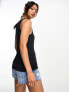 Vila racer neck slinky vest top in black