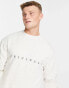 Jack & Jones Originals embroidered logo crew neck sweatshirt in white melange