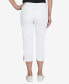 ფოტო #2 პროდუქტის Plus Size Essentials Solid Pull-On Capri Pants with Detailed Split Hem