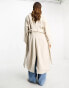 ASOS EDITION belted longline wool mix coat in cream