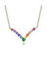 Sterling Silver Rainnbow Cubic Zirconia "V" Pendant Necklace