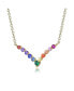 ფოტო #2 პროდუქტის Sterling Silver Rainnbow Cubic Zirconia "V" Pendant Necklace