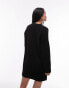 Topshop – Vertikal geripptes, kurzes Oversize-Strickkleid in Schwarz