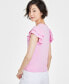 Фото #2 товара Women's Flutter-Sleeve Ribbed Top, Created for Macy's