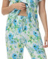 Women's Printed Notch Collar Short Sleeve with Ruffle and Pants 2 Pc. Pajama Set
