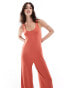 Фото #2 товара ASOS DESIGN scoop neck wide leg jumpsuit in rust