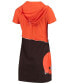 Фото #3 товара Women's Orange, Brown Cleveland Browns Hooded Mini Dress
