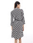 YAS mini shirt dress in bold mono stripe - BLACK Черный, XL - фото #5