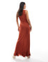 Фото #4 товара ASOS DESIGN ribbed sleeveless high neck maxi dress with frill lettuce hem in rust