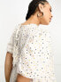 Glamorous Curve tie back short sleeve tiered smock dress in multi spot