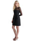 Women's Mesh Yoke Long-Sleeve Scuba Crepe Dress