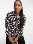 Фото #1 товара ASOS DESIGN Curve oversized long sleeve shirt in pink mono splodge print