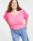 Trendy Plus Size Eyelet Elbow-Sleeve T-Shirt, Created for Macy's