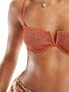 Southbeach mono V underwire crinkle bikini top in rust