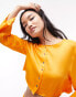 Фото #2 товара Topshop co-ord raw edge button through blouse in orange