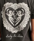 ფოტო #4 პროდუქტის Women's Lucky Love Cherubs Crewneck Cotton T-Shirt