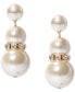 ფოტო #1 პროდუქტის Gold-Tone Pavé Rondelle Bead & Imitation Pearl Drop Earrings, Created for Macy's