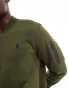 Фото #3 товара Polo Ralph Lauren icon logo double knit sweat bomber jacket in olive green