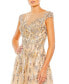 ფოტო #3 პროდუქტის Embellished Cap Sleeve Cutout Back Gown