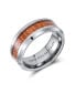 Фото #4 товара Koa Wood Style Inlay Titanium Wedding Band Rings For Men For Women Comfort Fit 8MM