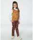 ფოტო #3 პროდუქტის Big Girls Milano Treggings Plaid Magenta And Brown