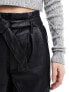 Miss Selfridge faux leather belted short in black